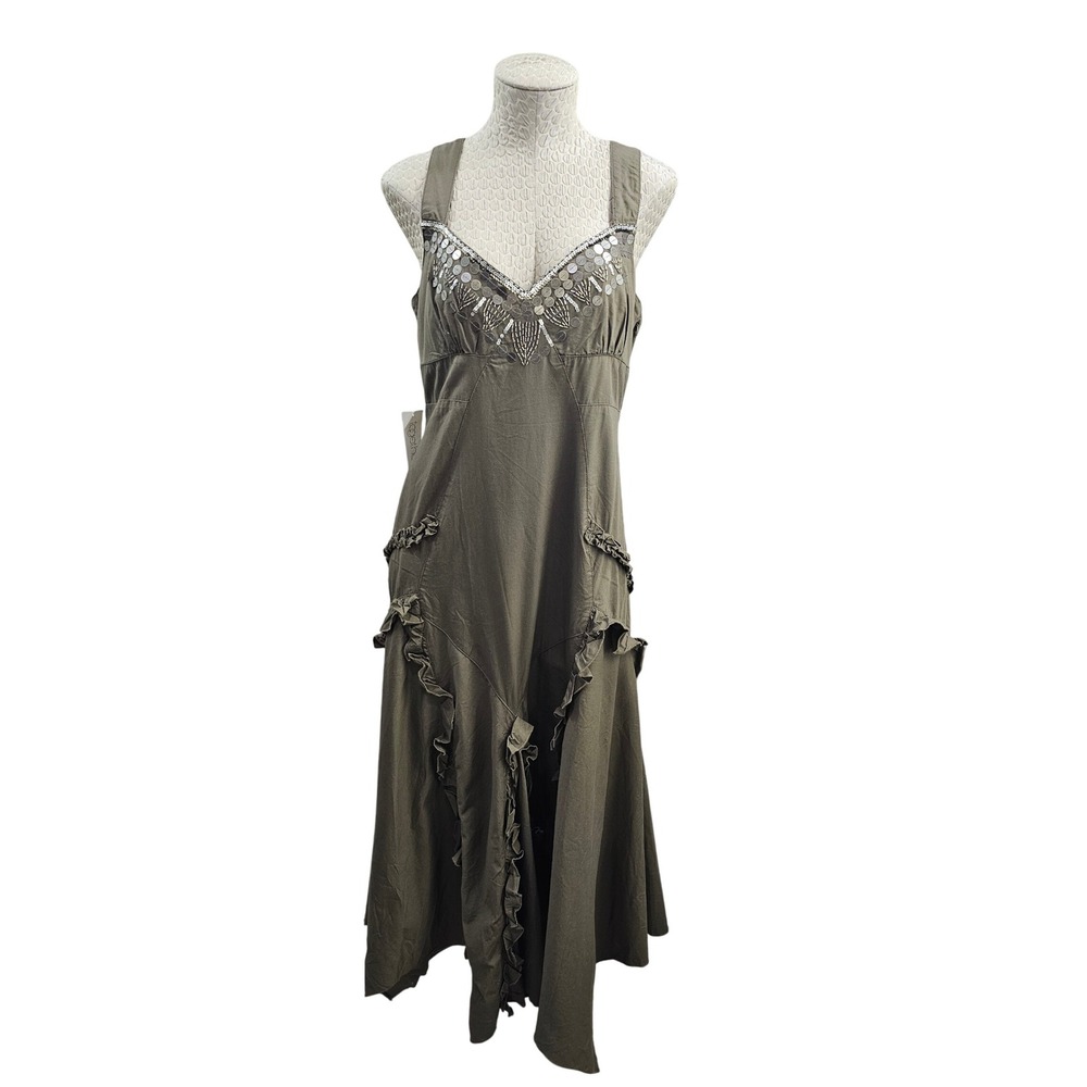 Together 12 Sequin Ruffle Maxi Dress Fairy Vampire Gipsy Goth Beaded Grunge Y2K